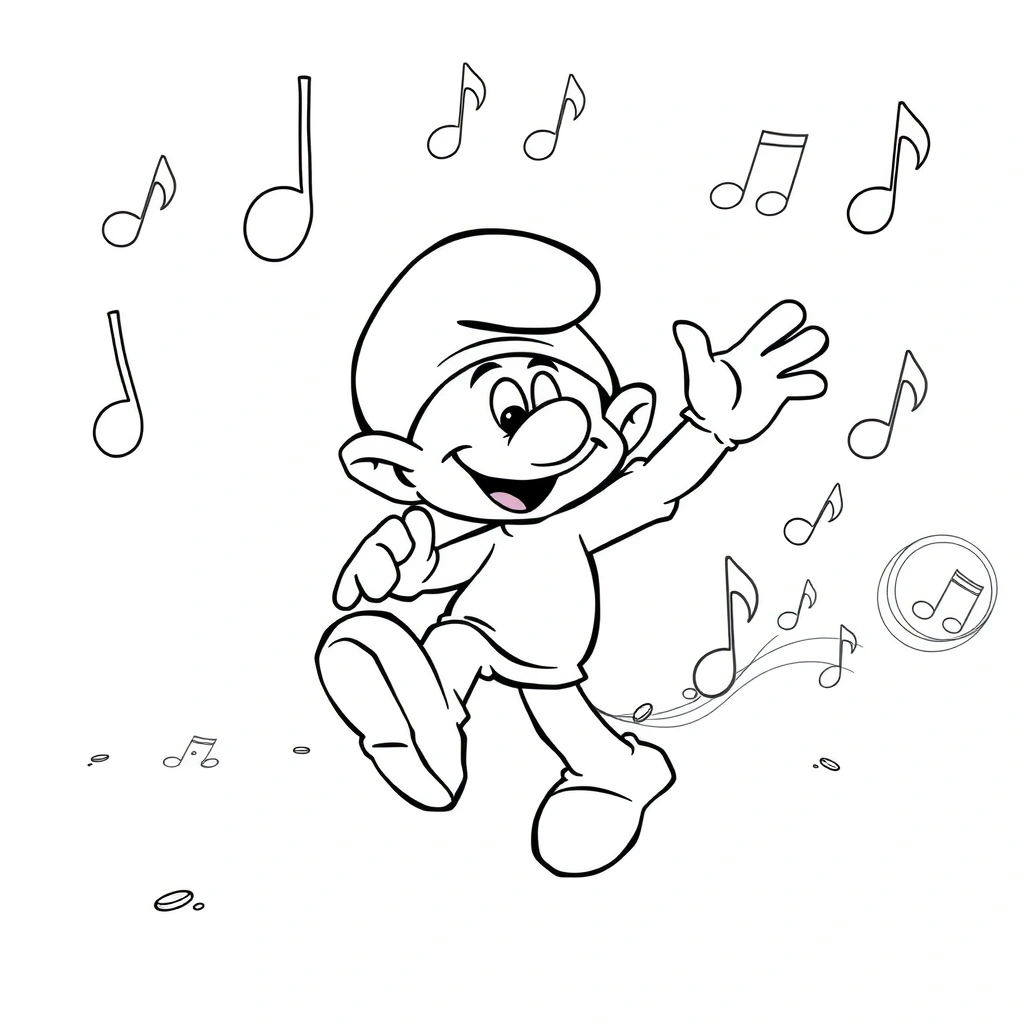 Kolorowanka: Smerfowy taniec - Kolorowanki - Dzień Smerfa