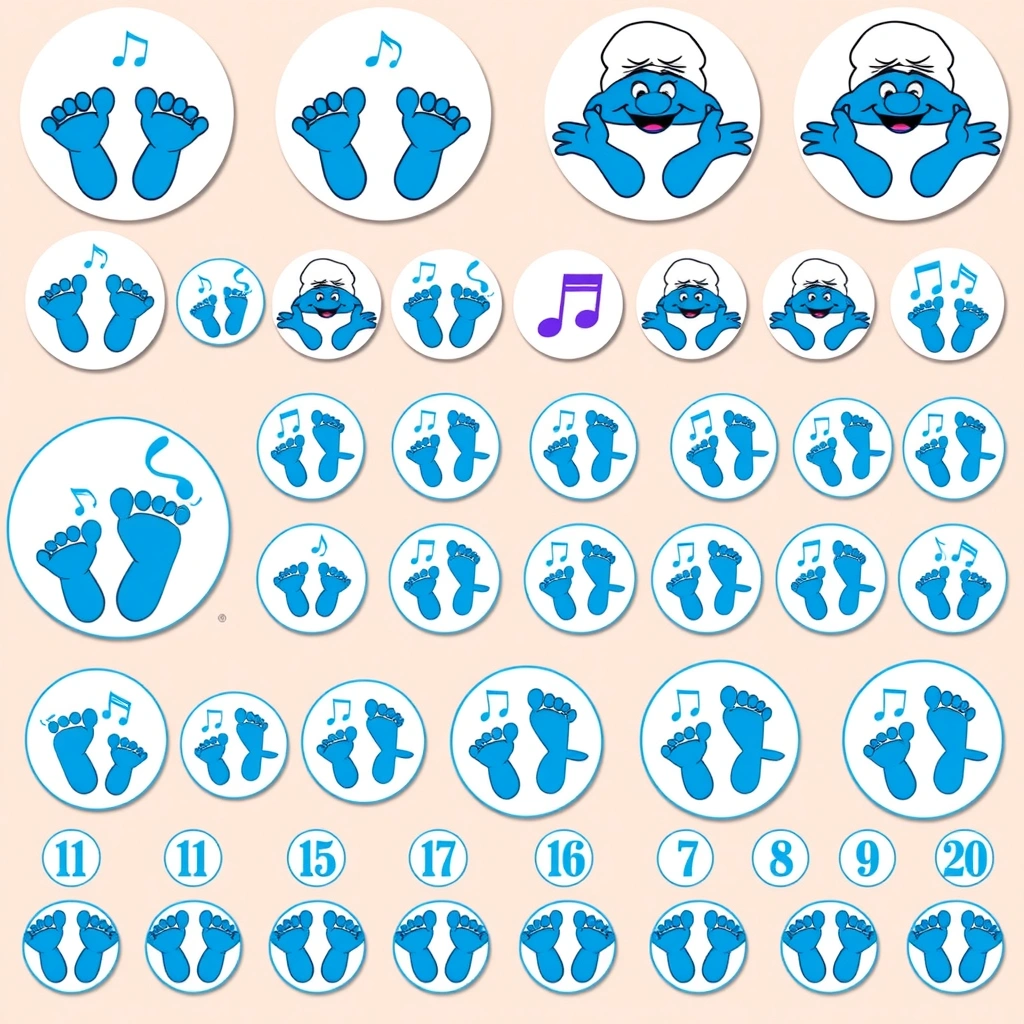 Szablony znaczników podłogowych i naklejek - Szablony - Dzień Smerfa