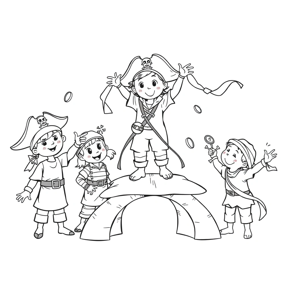 Arkusz kolorowanki — Piracki taniec - Kolorowanki - Dzień Piratów