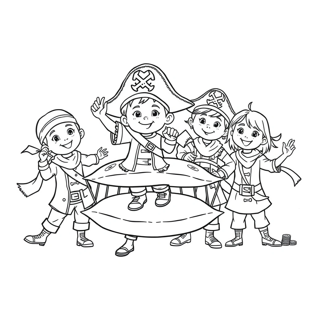 Arkusz kolorowanki — Piracki taniec - Kolorowanki - Dzień Piratów