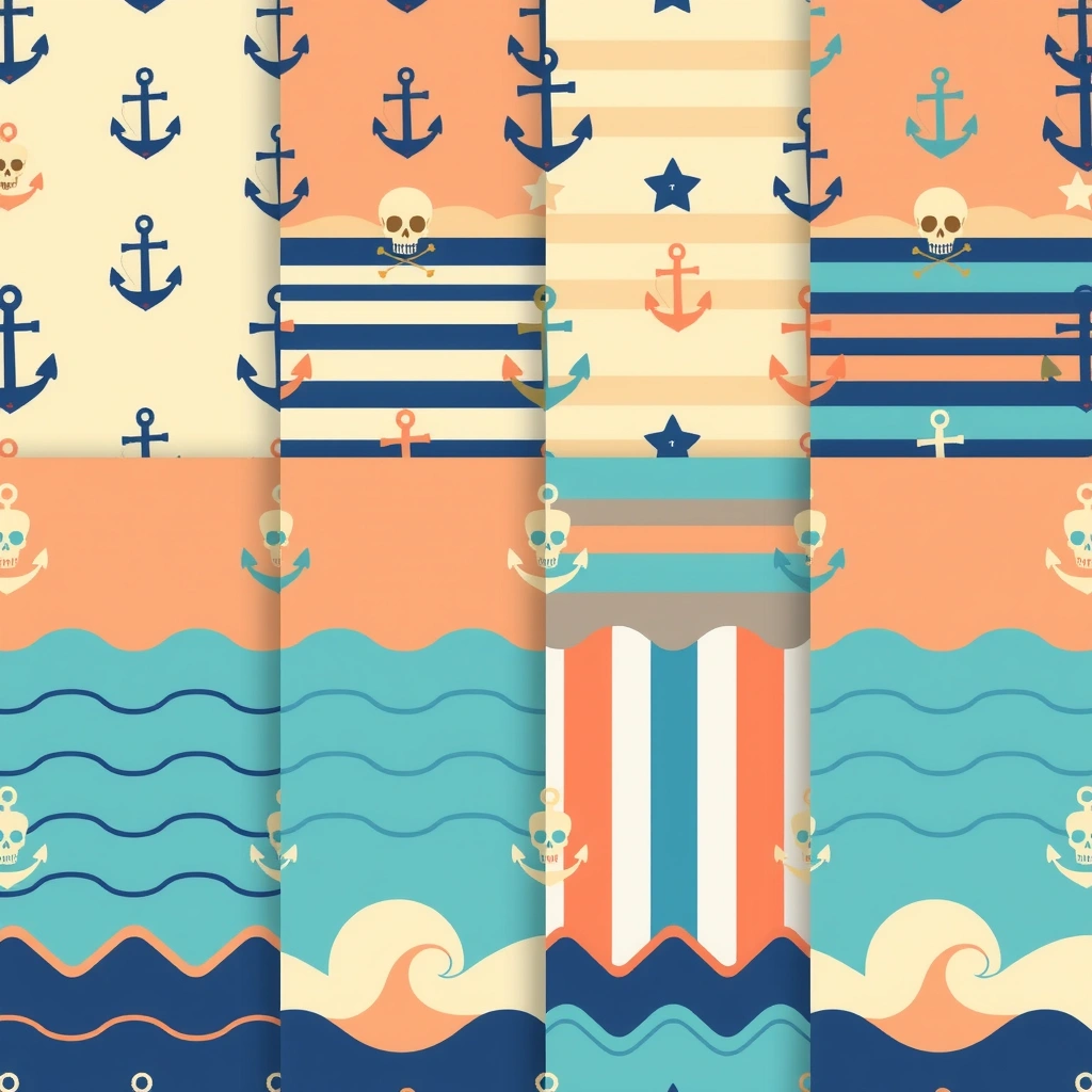 Wzory na chusteczki/wstążki - Szablony - Dzień Piratów