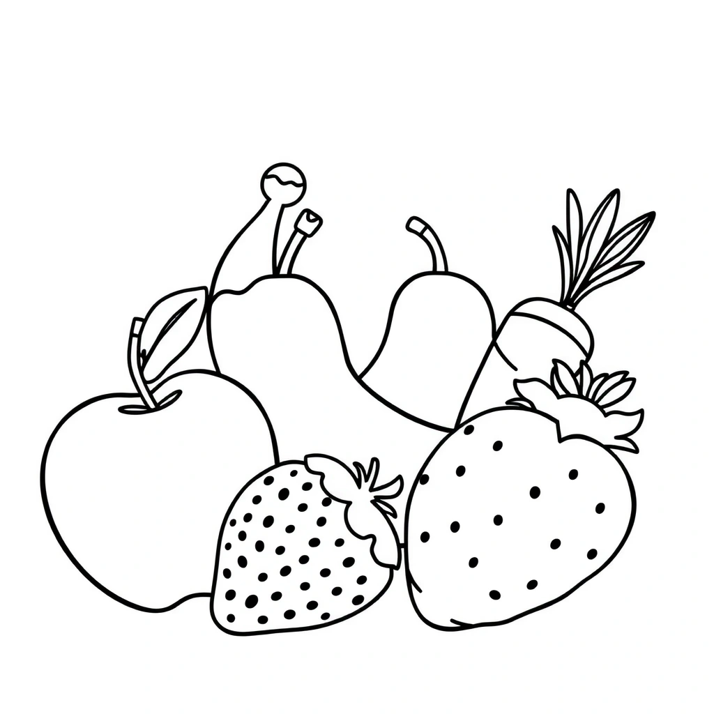 Kolorowanka - proste owoce dla malucha - Kolorowanki - Dzień Owoców i Warzyw