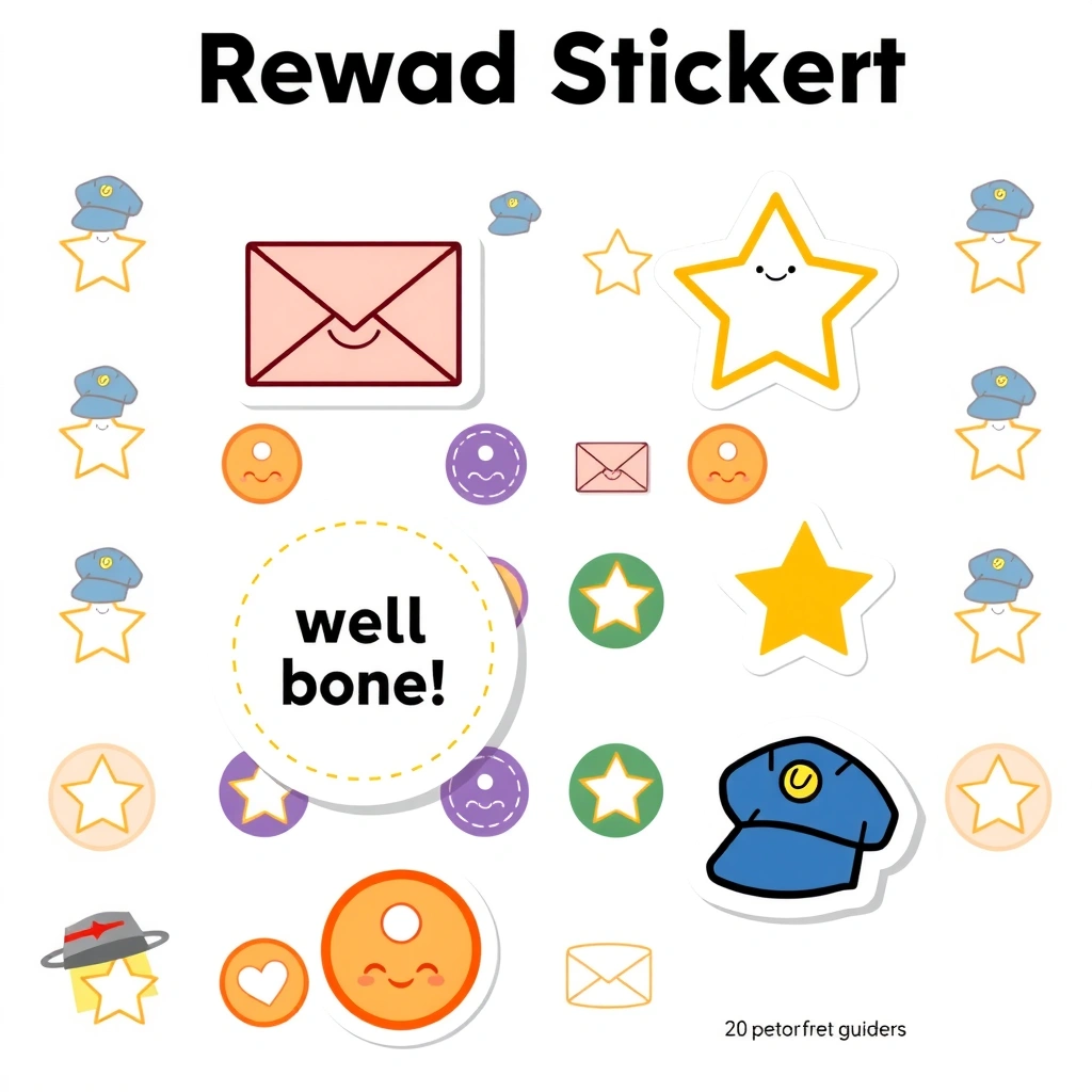 Arkusz nagród / pieczątek (naklejki za udział) - Szablony - Dzień Poczty Polskiej