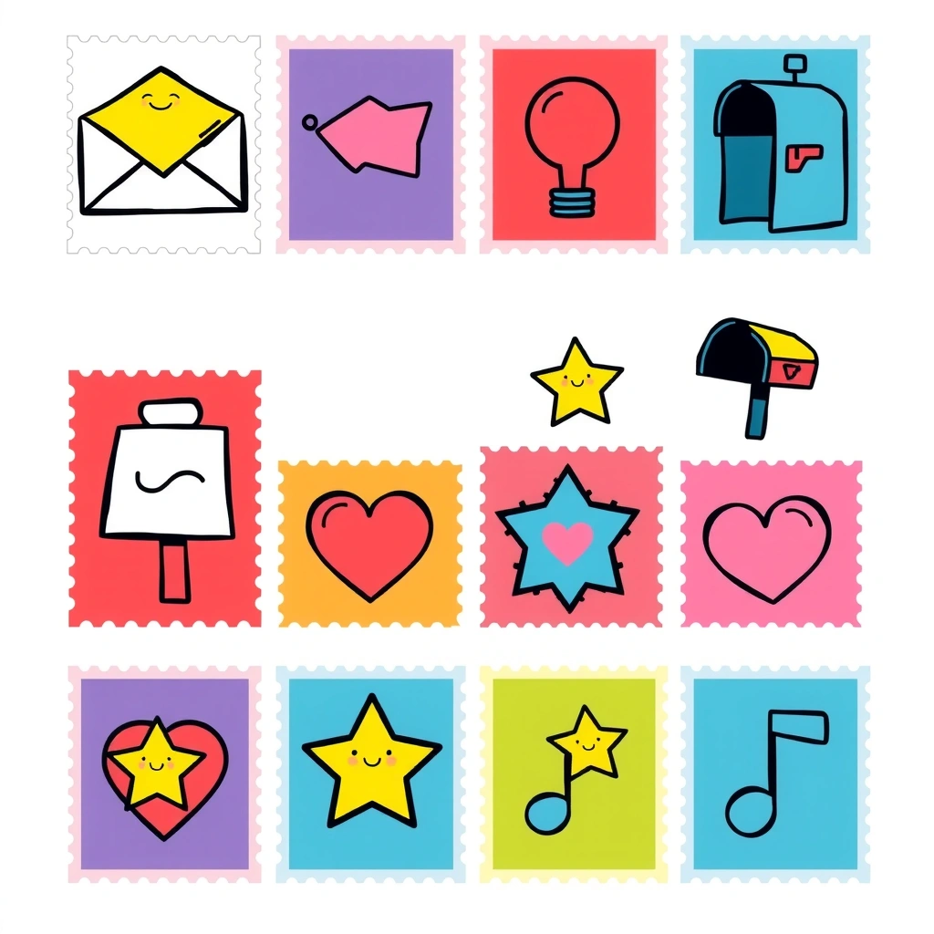 Arkusz znaczków / naklejek do druku - Szablony - Dzień Poczty Polskiej