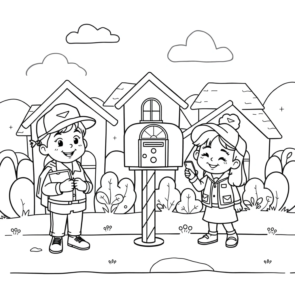 Kolorowanka: Dostarczamy listy - Kolorowanki - Dzień Poczty Polskiej