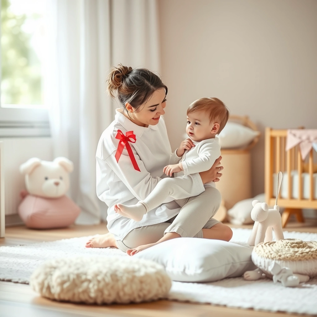 Ilustracja sceny zajęć — opiekun kołyszący dziecko - Materiały - Święto Niepodległości