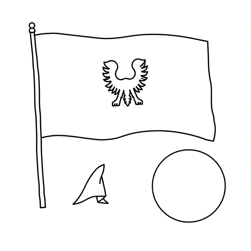 Kolorowanka — proste formy: chorągiewka, wstążka, piłeczka - Kolorowanki - Święto Niepodległości