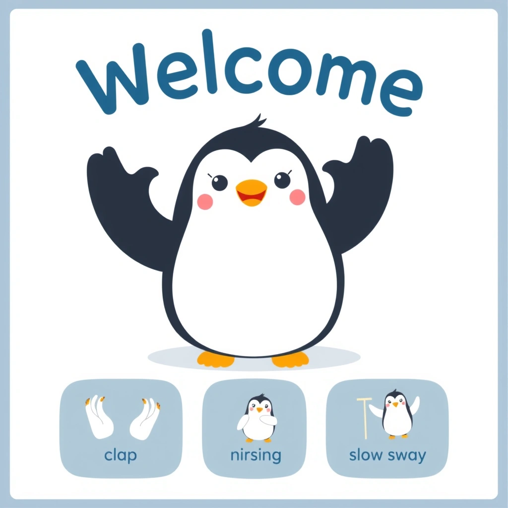 Plakat powitalny — piosenka i ruchy - Szablony - Dzień Pingwina