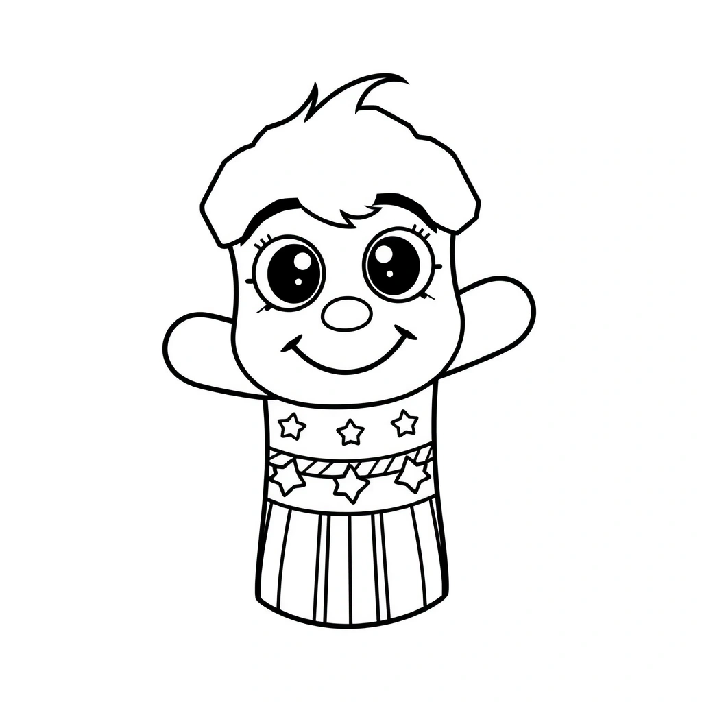 Kolorowanka — pacynka skarpetkowa - Kolorowanki - Dzień Teatru