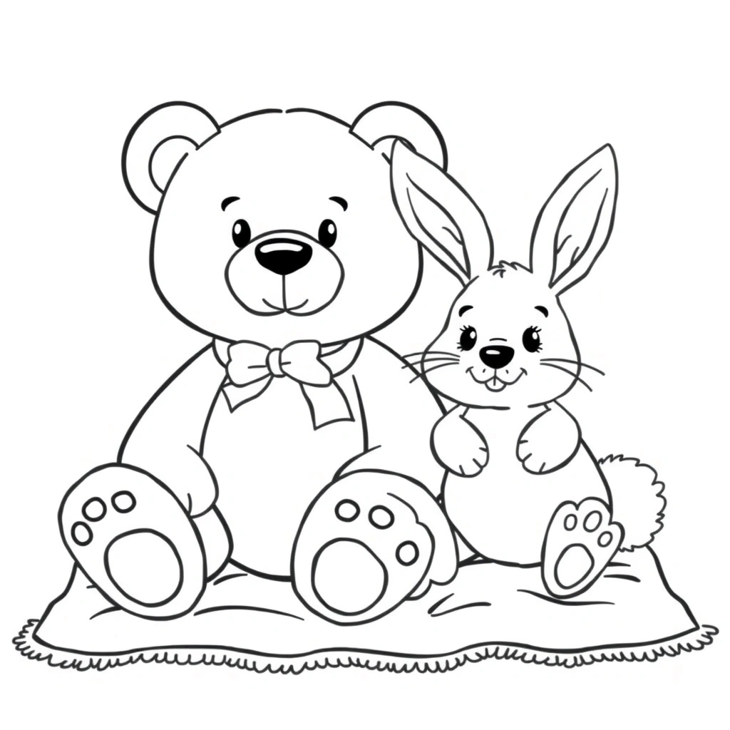 Kolorowanka — Miś i Króliczek - Kolorowanki - Dzień Postaci z Bajek (alt)