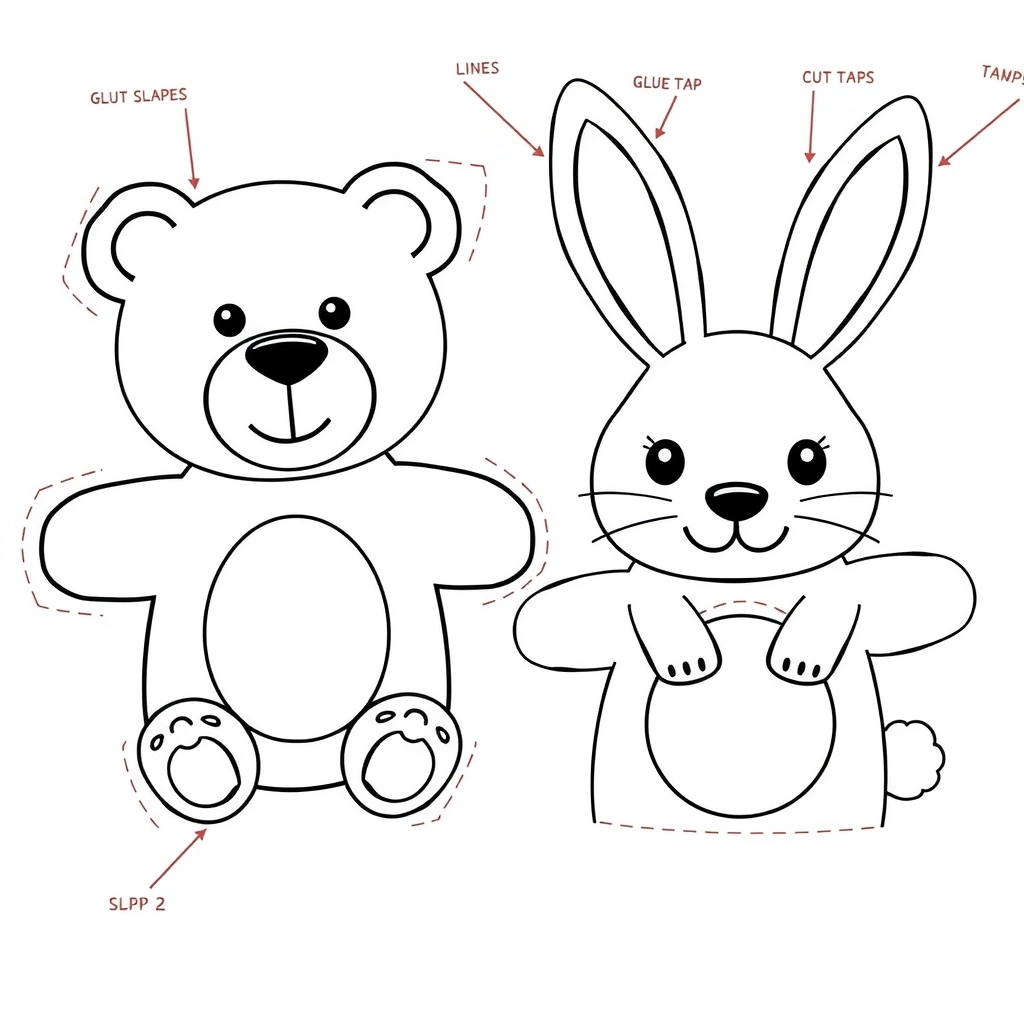 Szablony paluszkowych pacynek — Miś i Króliczek - Szablony - Dzień Postaci z Bajek (alt)