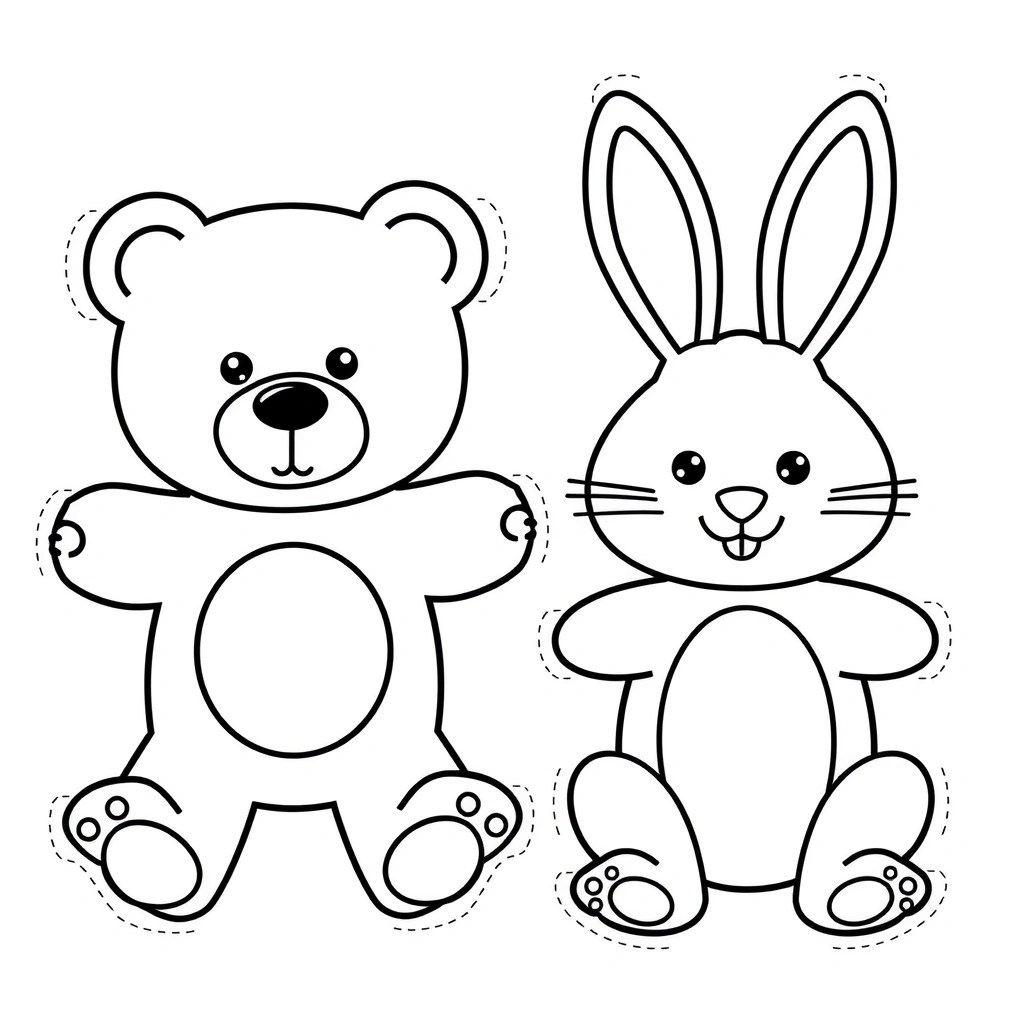 Szablony paluszkowych pacynek — Miś i Króliczek - Szablony - Dzień Postaci z Bajek (alt)