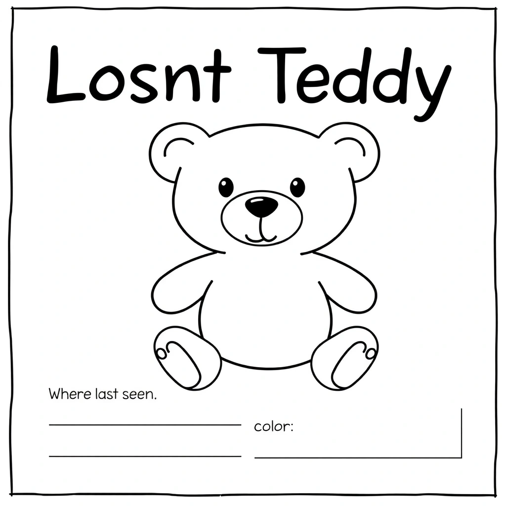 Plakat zgubionego pluszaka (szablon) - Szablony - Dzień Policjanta