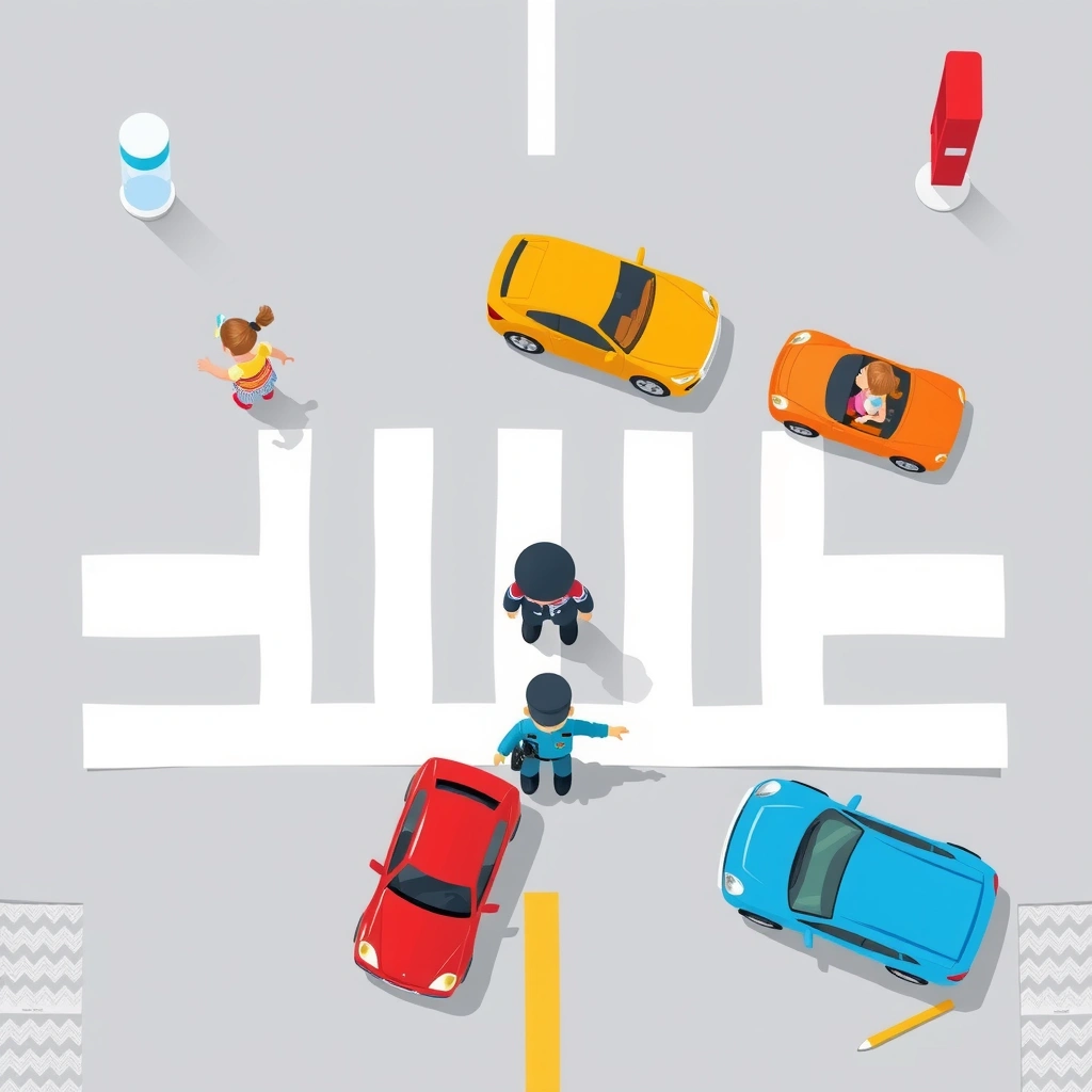 Scena przejścia dla pieszych z zabawkami - Materiały - Dzień Policjanta