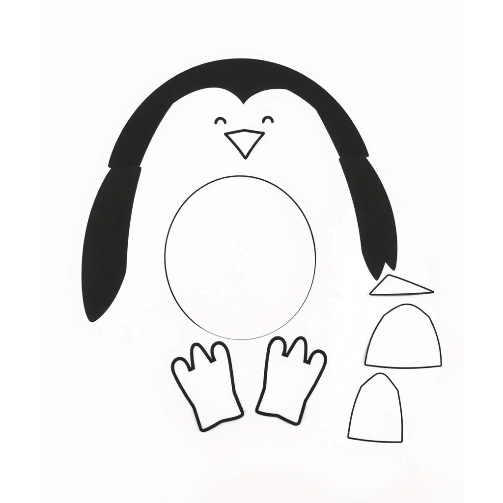 Szablon pingwina z talerzyka (do wycięcia) - Szablony - Dzień Pingwina