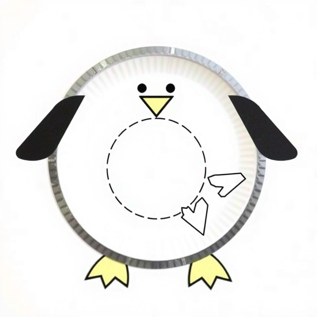 Szablon pingwina z talerzyka (do wycięcia) - Szablony - Dzień Pingwina