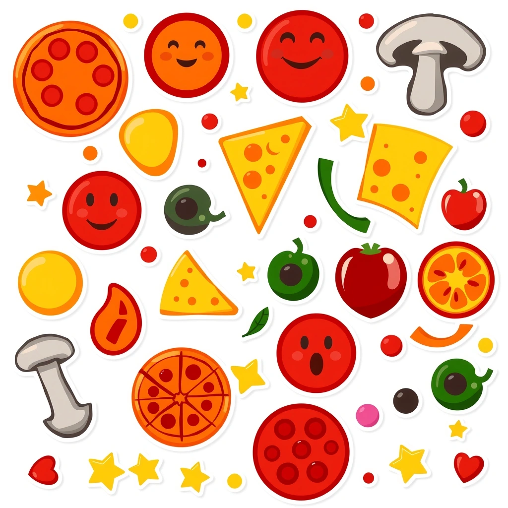 Arkusz dodatków — naklejki / elementy do wycięcia - Szablony - Dzień Pizzy (luty)