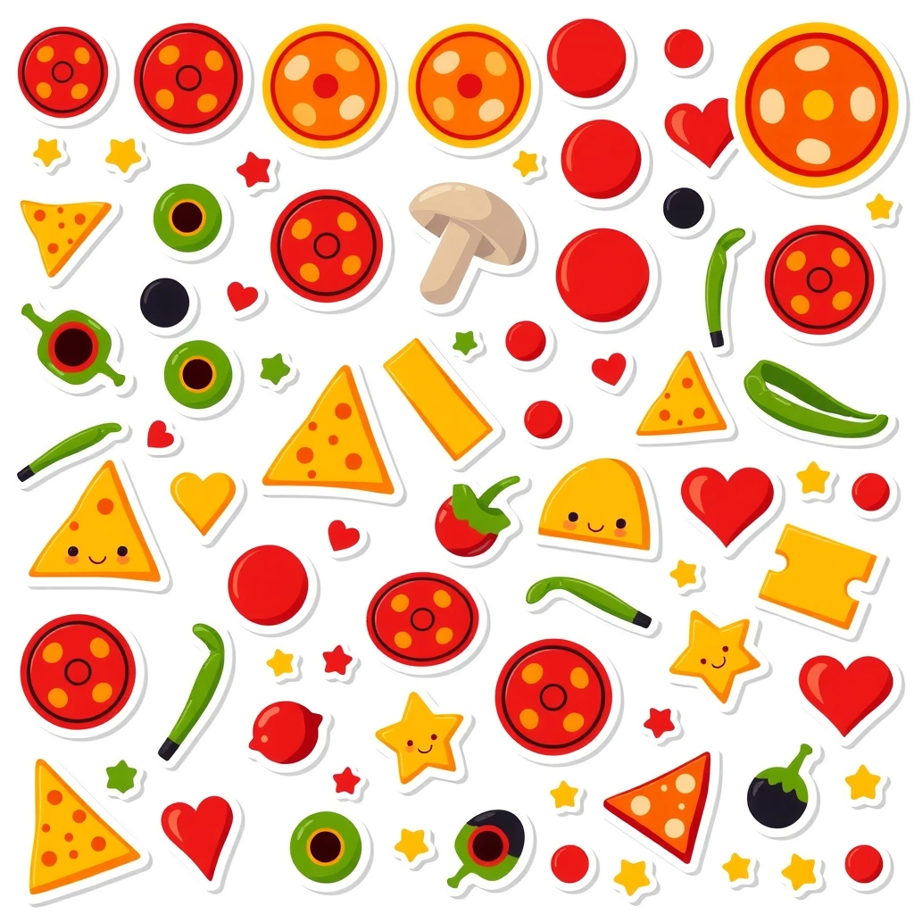 Arkusz dodatków — naklejki / elementy do wycięcia - Szablony - Dzień Pizzy (luty)