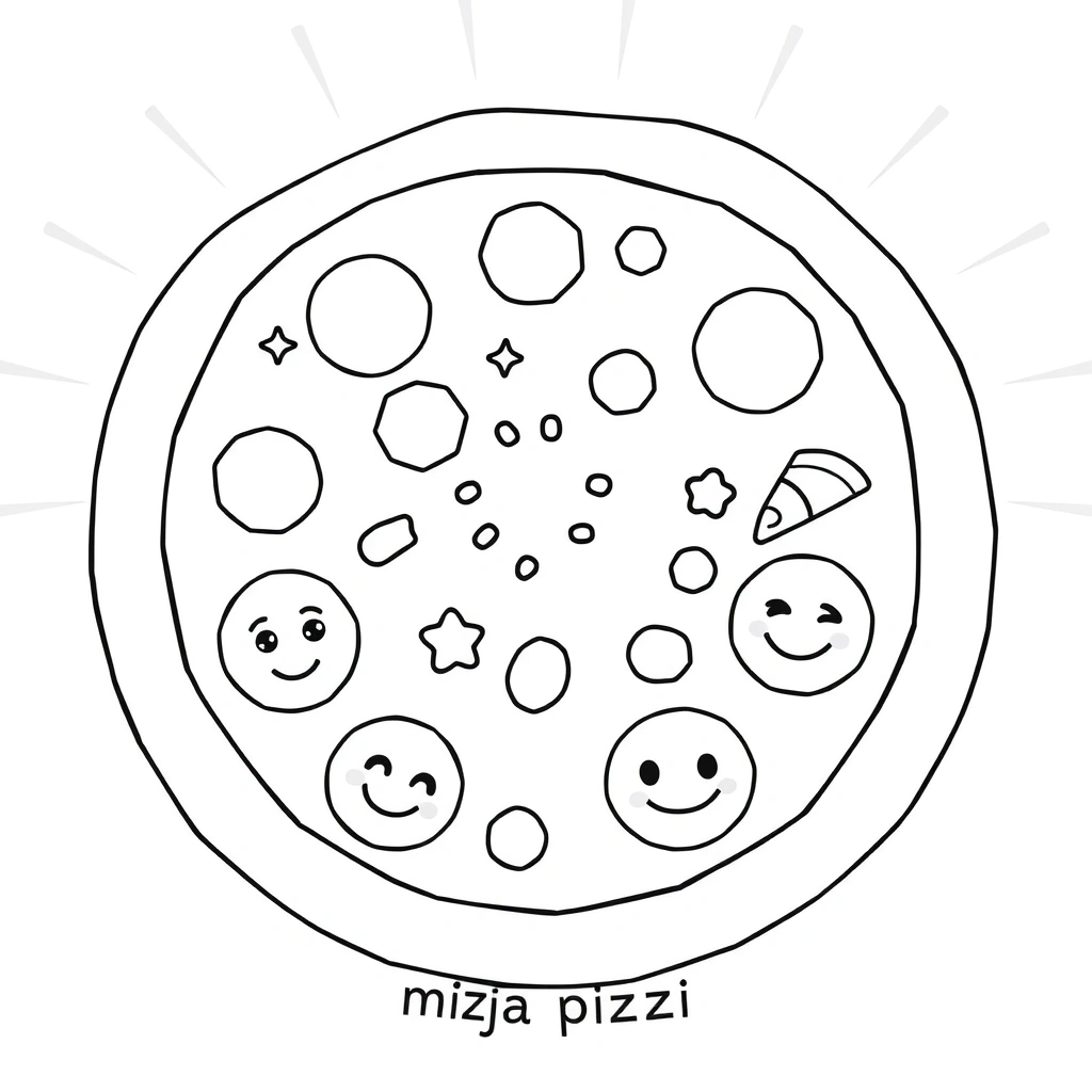 Kolorowanka: Pizza emocji (czarno-biała) - Kolorowanki - Dzień Pizzy (luty)