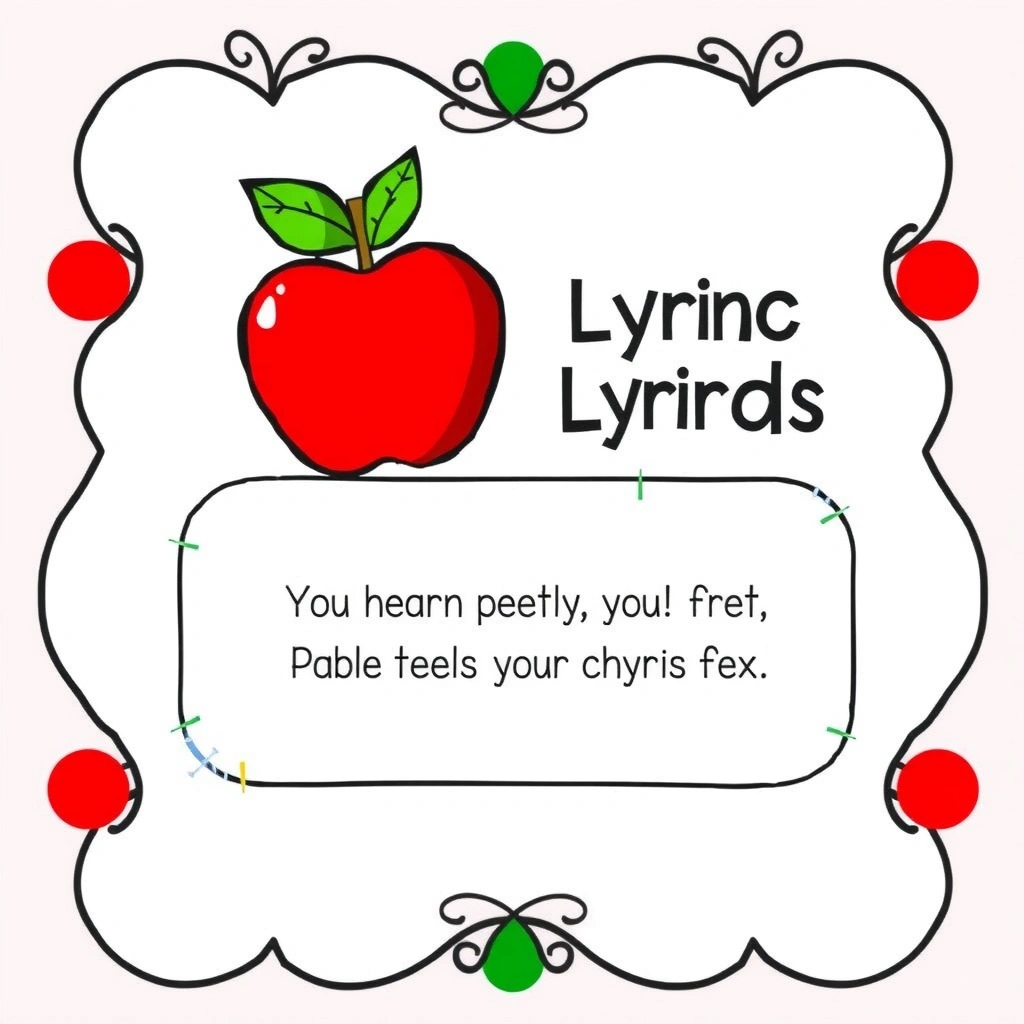 Karta z krótką piosenką o jabłku (do wydruku) - Szablony - Dzień Jabłka