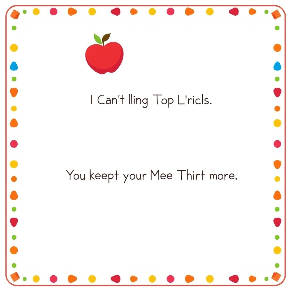 Karta z krótką piosenką o jabłku (do wydruku) - Szablony - Dzień Jabłka