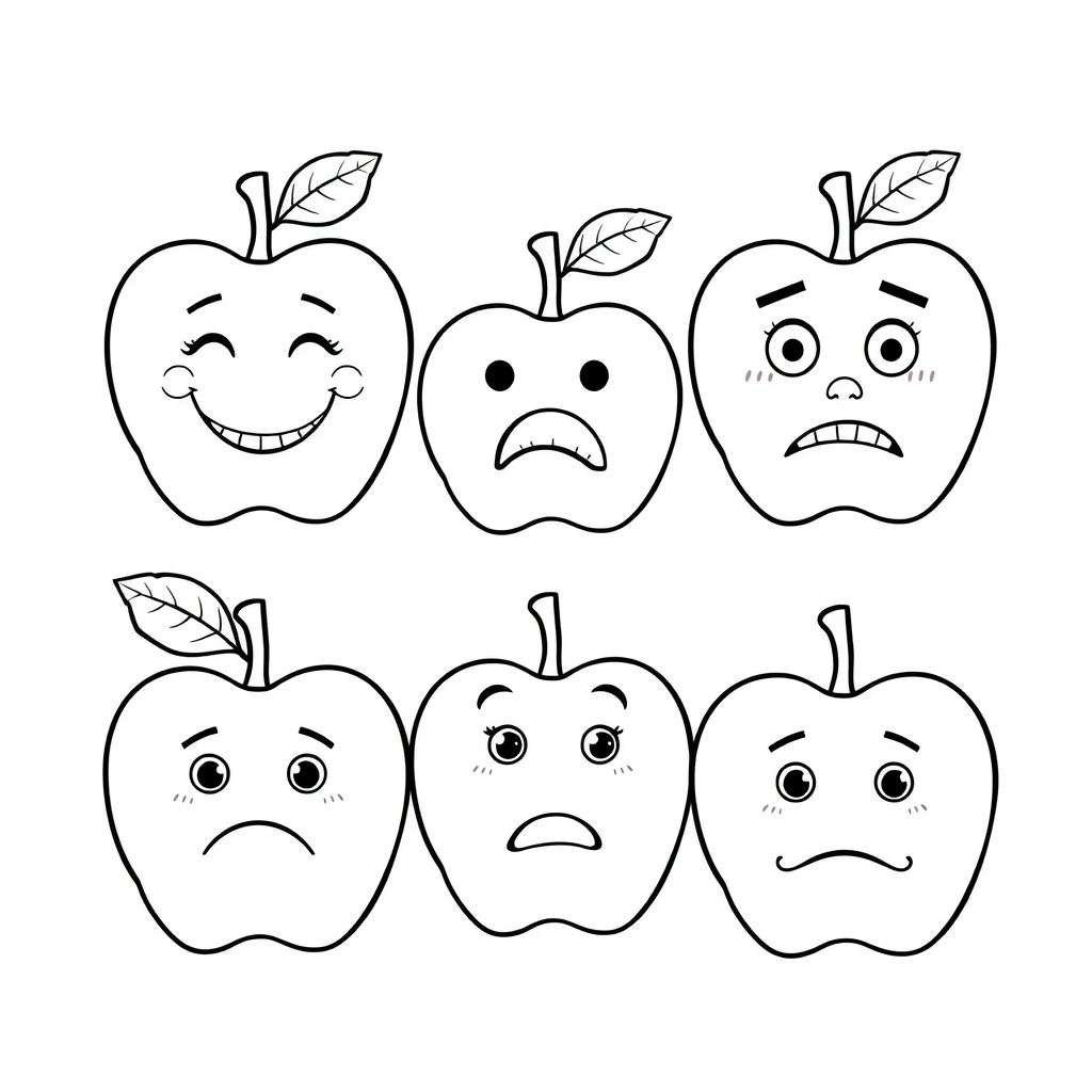 Kolorowanka: Twarze jabłek - Kolorowanki - Dzień Jabłka
