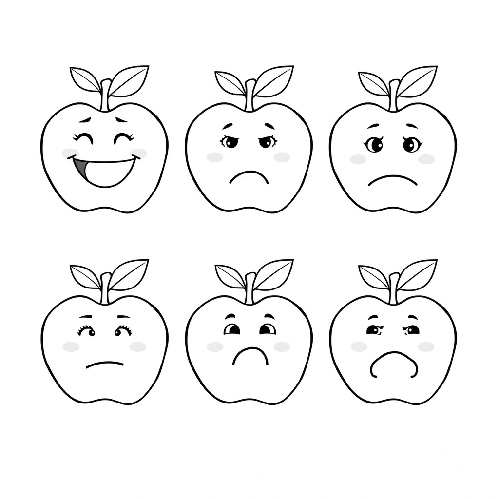 Kolorowanka: Twarze jabłek - Kolorowanki - Dzień Jabłka