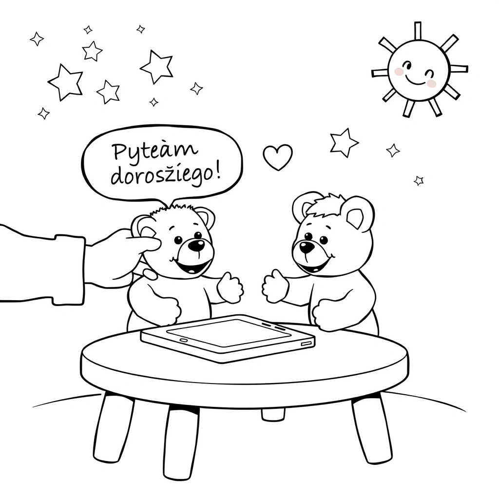 Kolorowanka — Pacynka i tablet - Kolorowanki - Dzień Bezpiecznego Internetu