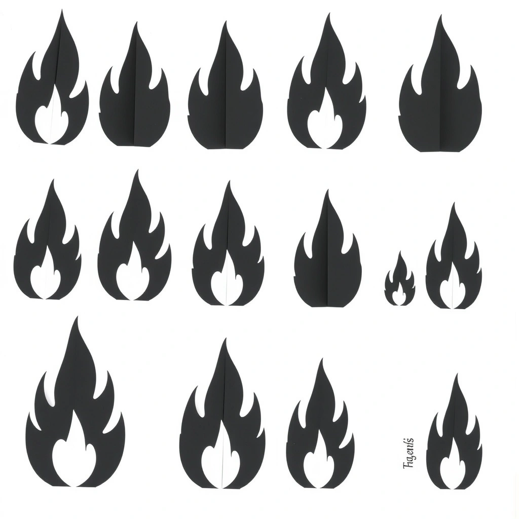 Szablon: Papierowe płomienie (różne rozmiary) - Szablony - Dzień Strażaka