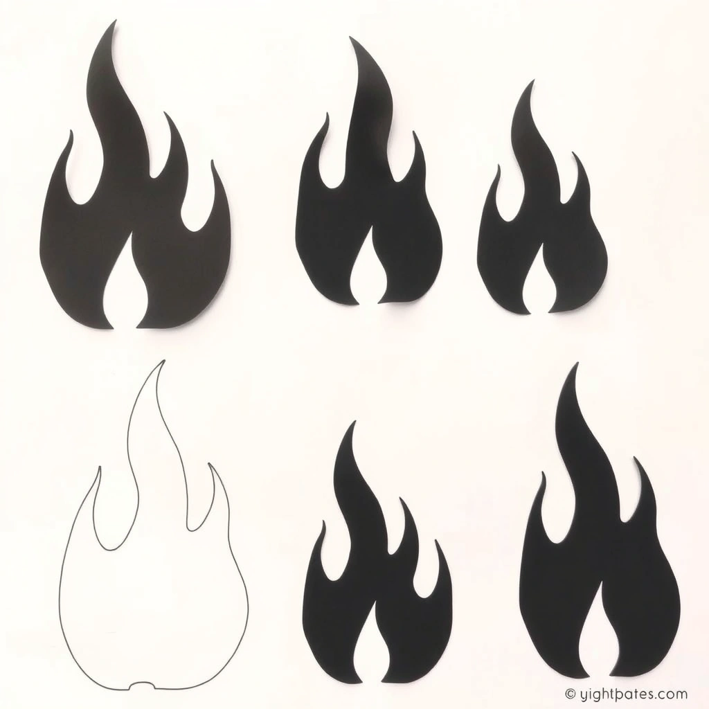 Szablon: Papierowe płomienie (różne rozmiary) - Szablony - Dzień Strażaka