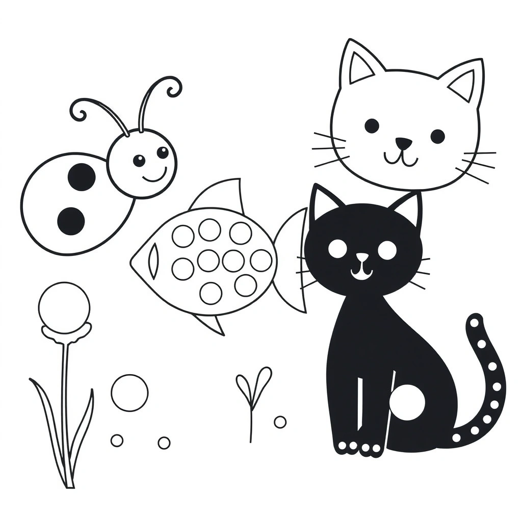 Kolorowanka — Kropkowe zwierzątka - Kolorowanki - Dzień Kropki