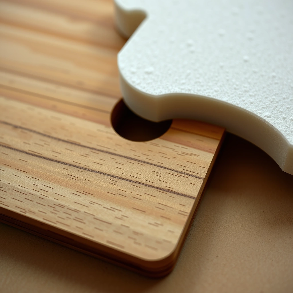 Detal faktury: drewno i pianka - Materiały - Międzynarodowy Dzień Puzzli