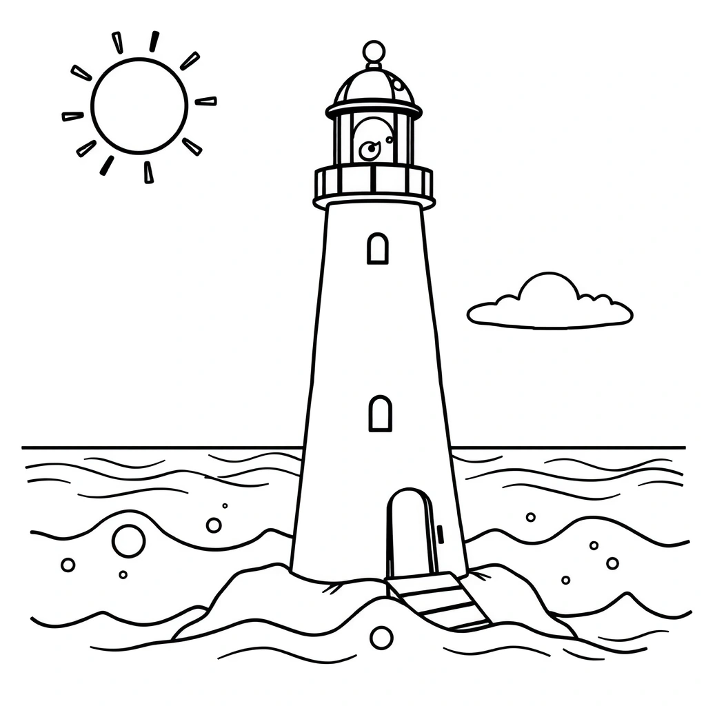 Kolorowanka: latarnia - Kolorowanki - Dzień Latarni Morskich