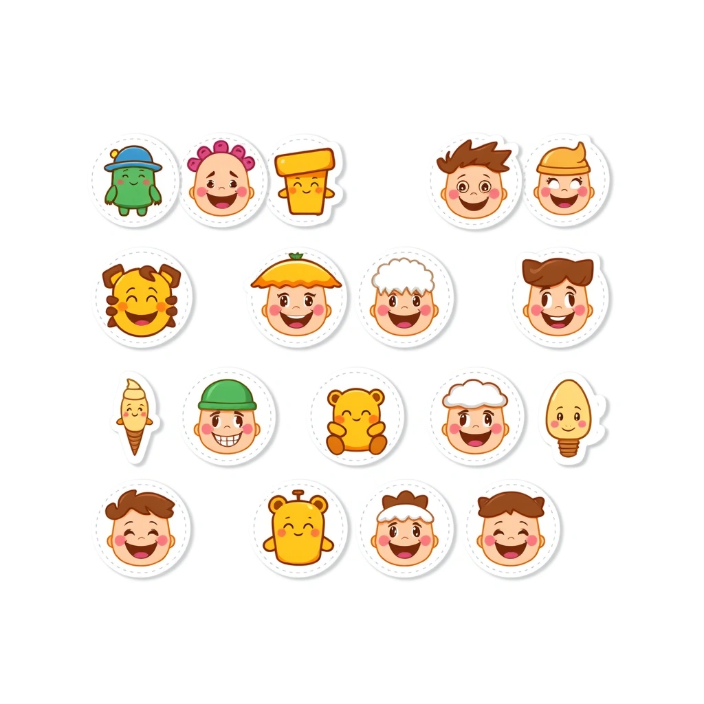 Arkusz naklejek — uśmiechnięte płatki - Szablony - Dzień Płatków Śniadaniowych