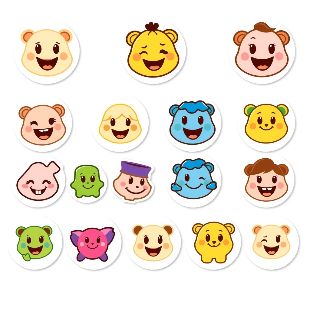 Arkusz naklejek — uśmiechnięte płatki - Szablony - Dzień Płatków Śniadaniowych