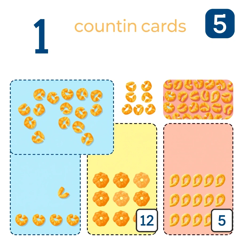 Karty do liczenia — płatki 1–5 - Szablony - Dzień Płatków Śniadaniowych