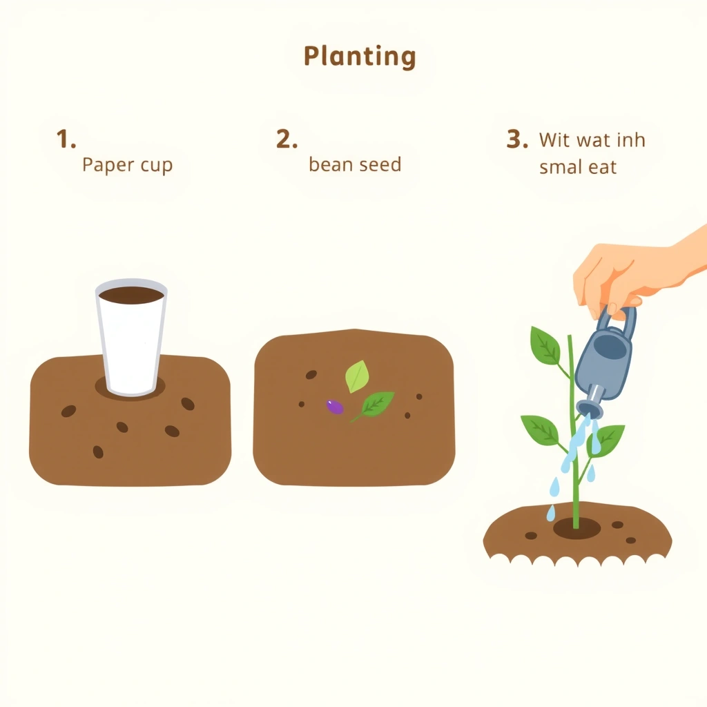 Ilustracja krok po kroku — sadzenie nasionka w kubeczku - Materiały - Dzień Czekolady