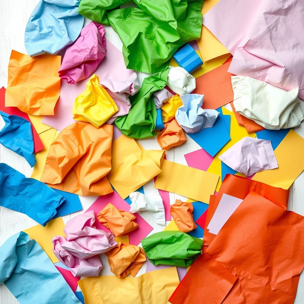 Tekstury papierków po czekoladzie — flatlay do kolażu - Materiały - Dzień Czekolady