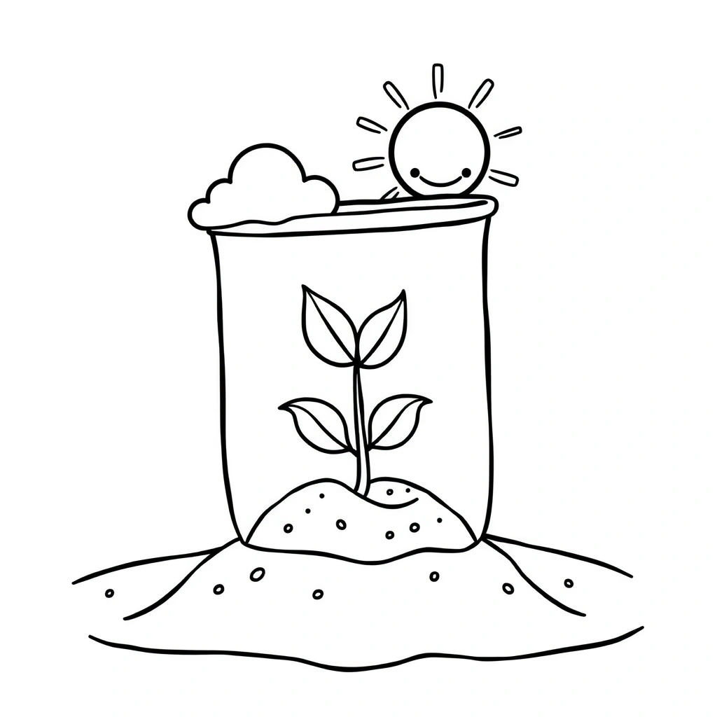 Kolorowanka — Mały ogrodnik i chmurka - Kolorowanki - Dzień Marzyciela