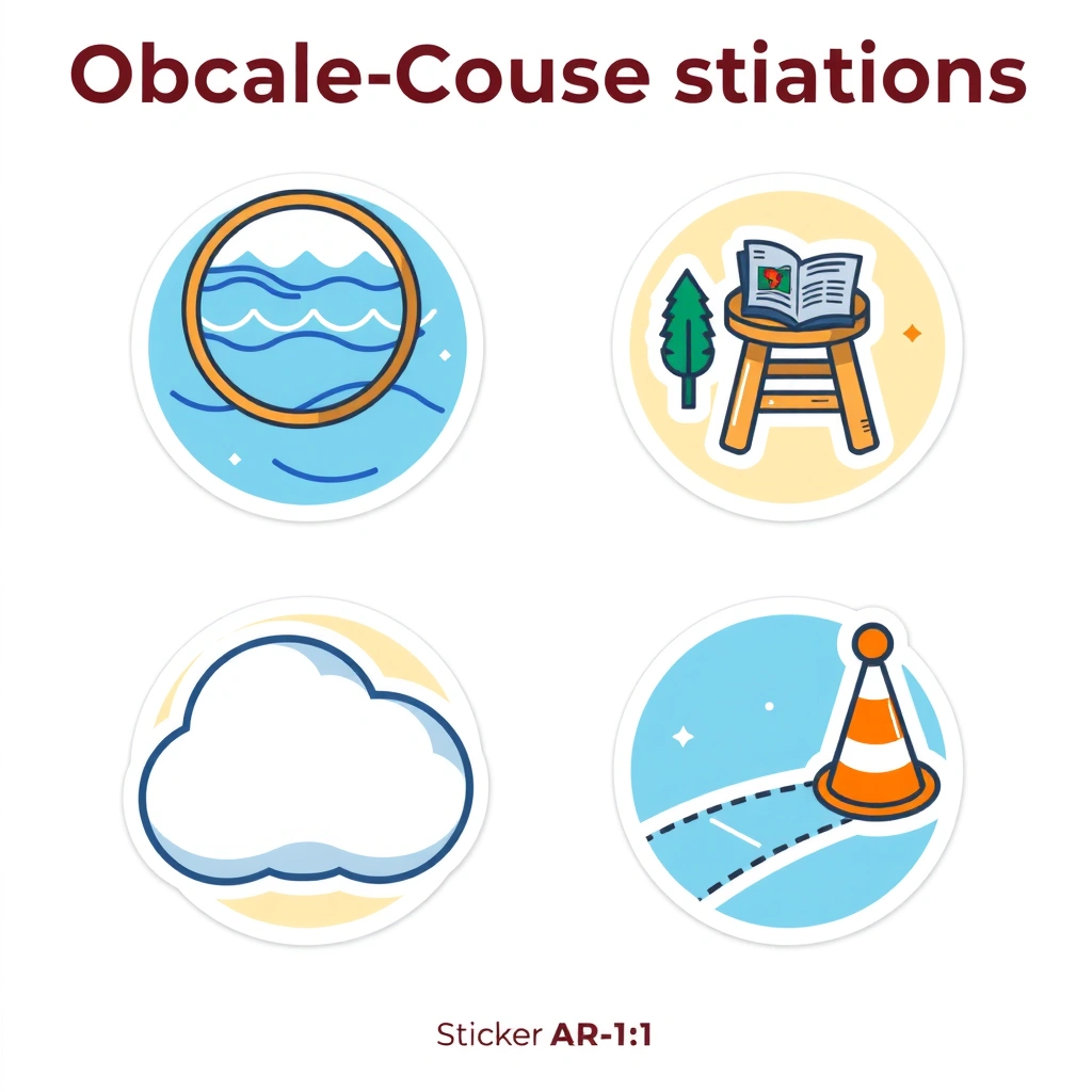 Ikony stacji toru przeszkód - Szablony - Dzień Książki