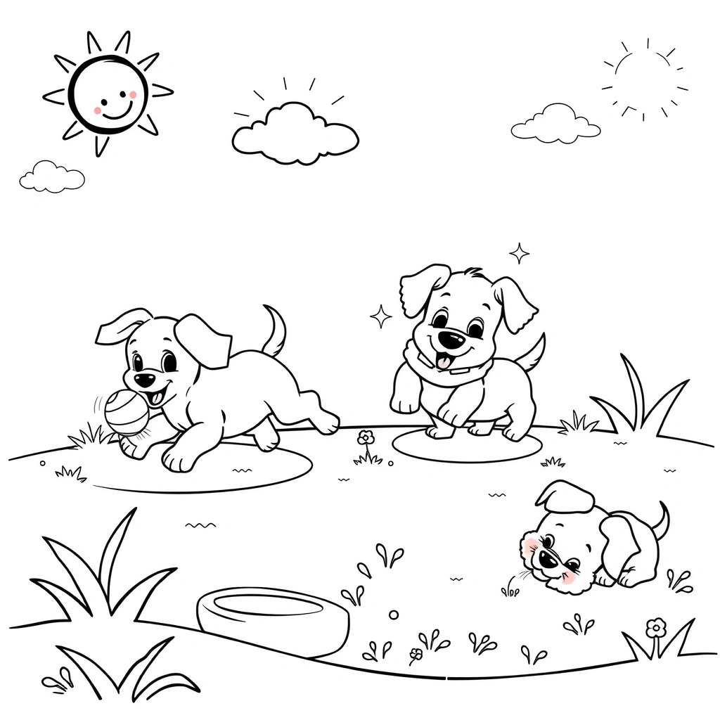 Kolorowanka — wesoły psiak - Kolorowanki - Dzień Psa (lipiec)
