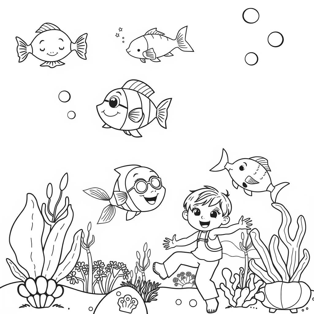 Kolorowanka — rybki i rafa - Kolorowanki - Dzień Ryby