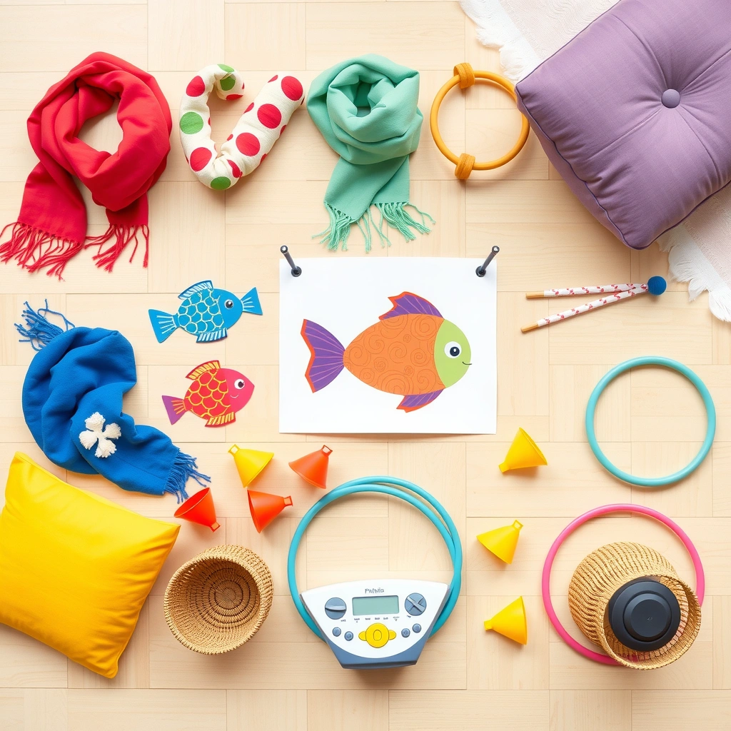 Zestaw materiałów — flatlay - Materiały - Dzień Ryby