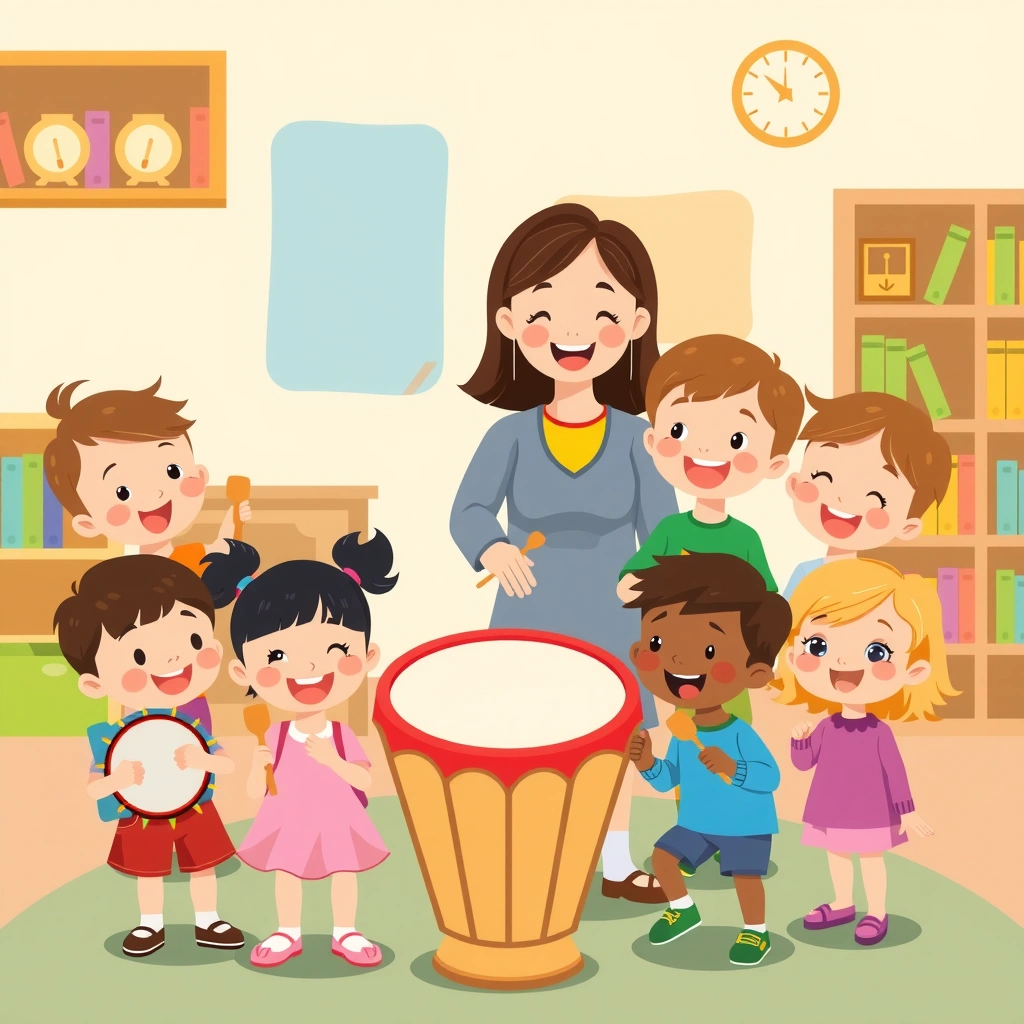 Ilustracja: Małe orkiestry — dzieci grają - Materiały - Dzień Żaby