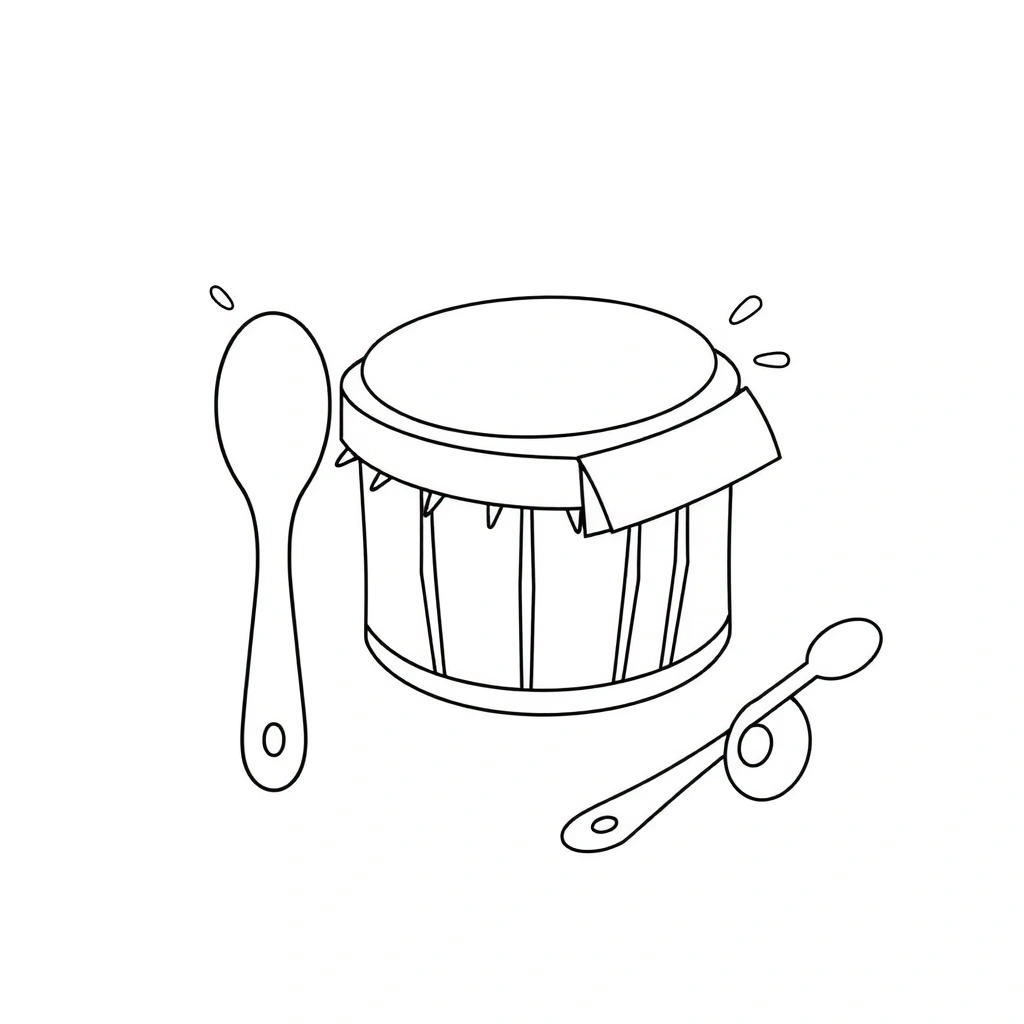Kolorowanka: Instrumenty perkusyjne - Kolorowanki - Dzień Żaby
