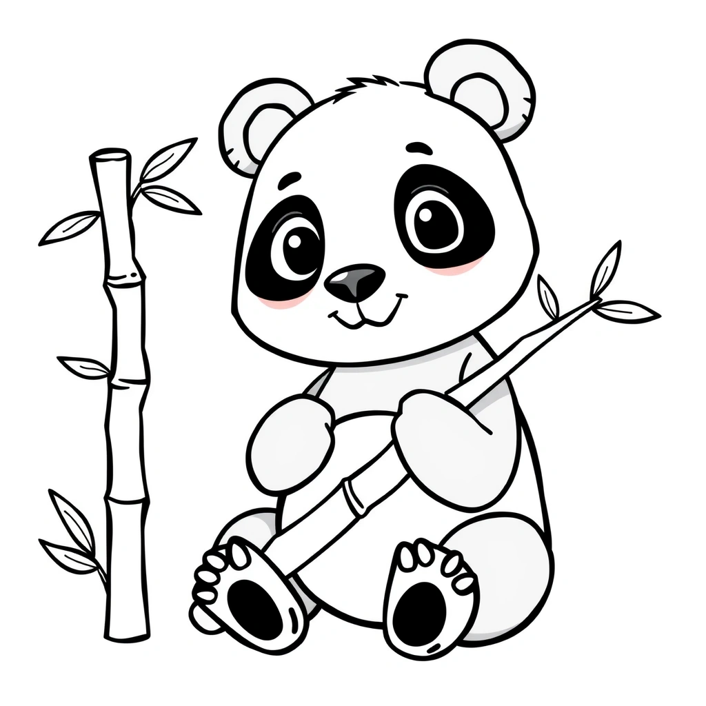 Kolorowanka: Panda z bambusem - Kolorowanki - Dzień Pandy