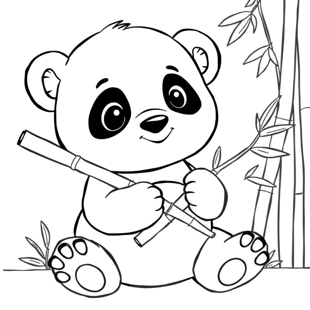 Kolorowanka: Panda z bambusem - Kolorowanki - Dzień Pandy