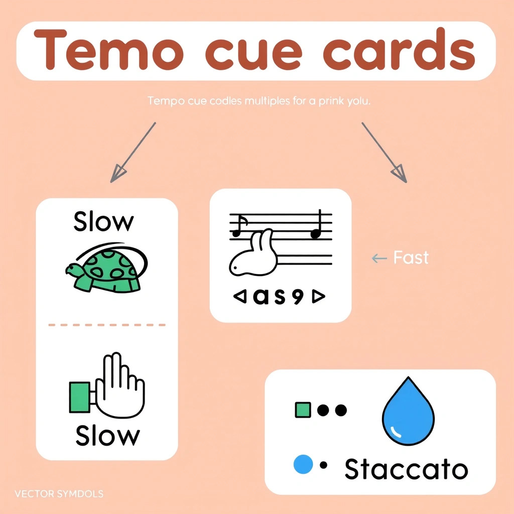 Karty sygnałów tempa — wolno / szybko / staccato - Szablony - Dzień Radia