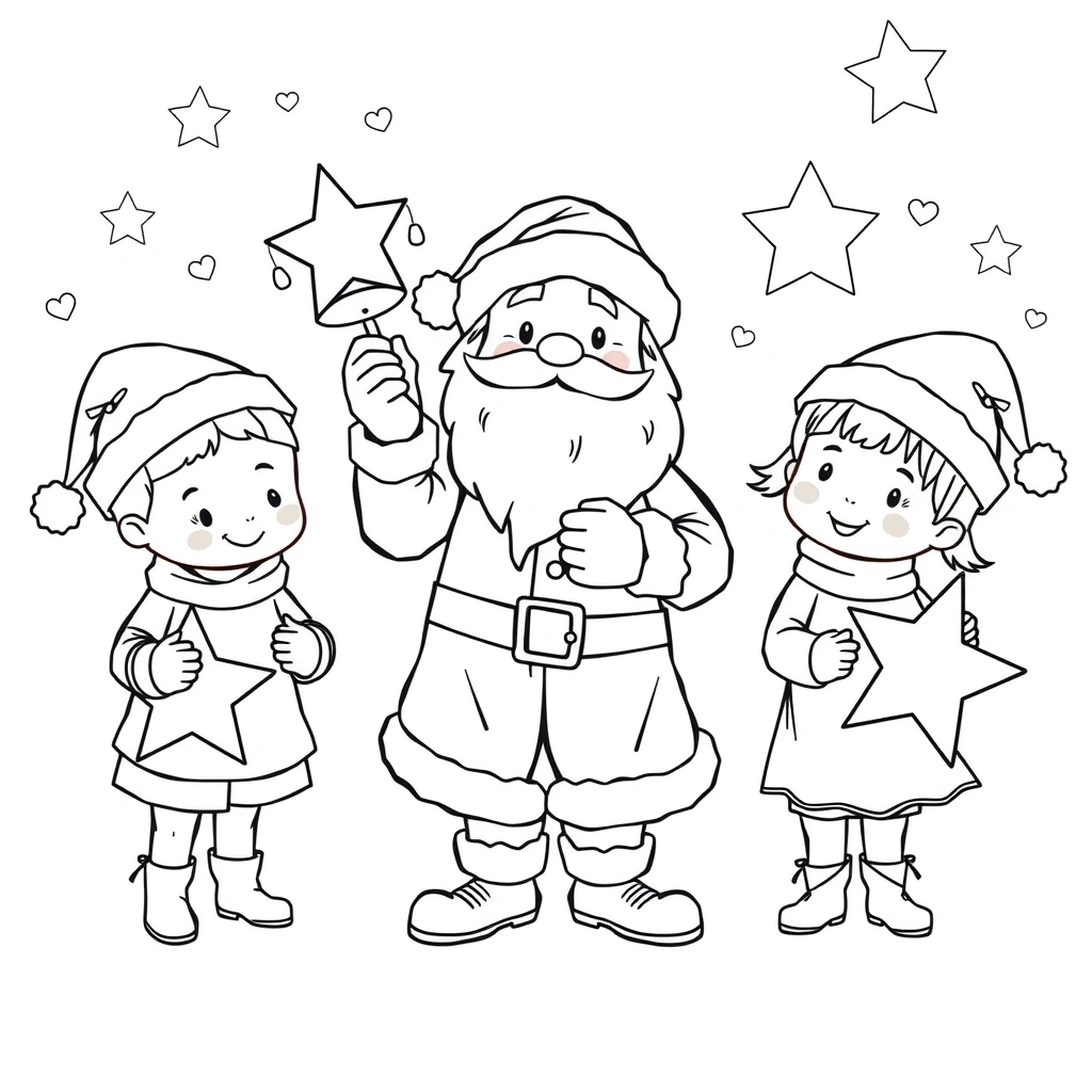 Kolorowanka: Mikołaj z dzwoneczkiem - Kolorowanki - Mikołajki