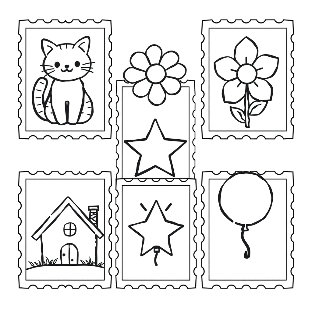 Kolorowanka — zestaw znaczków - Kolorowanki - Dzień Znaczka Pocztowego